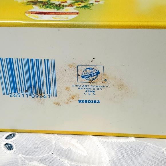 VTG Recipe Tin + Recipes Ohio Art USA Yellow Daisy Flower Bake Kitchen Storage - Picture 8 of 16